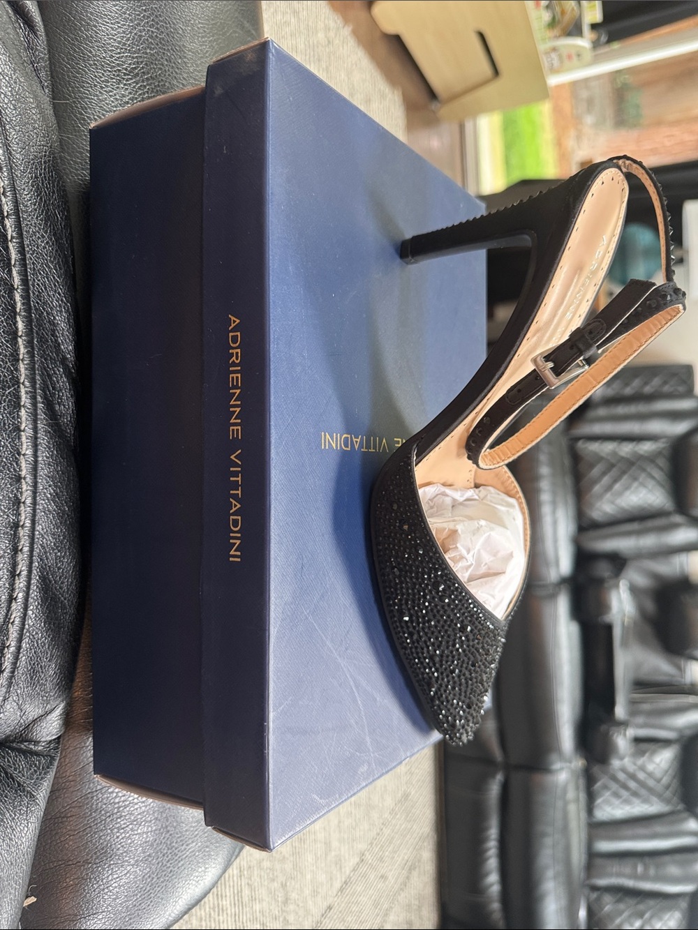 NEW IN BOX Adrienne Vittadini "Norena" Black Embellished Ankle